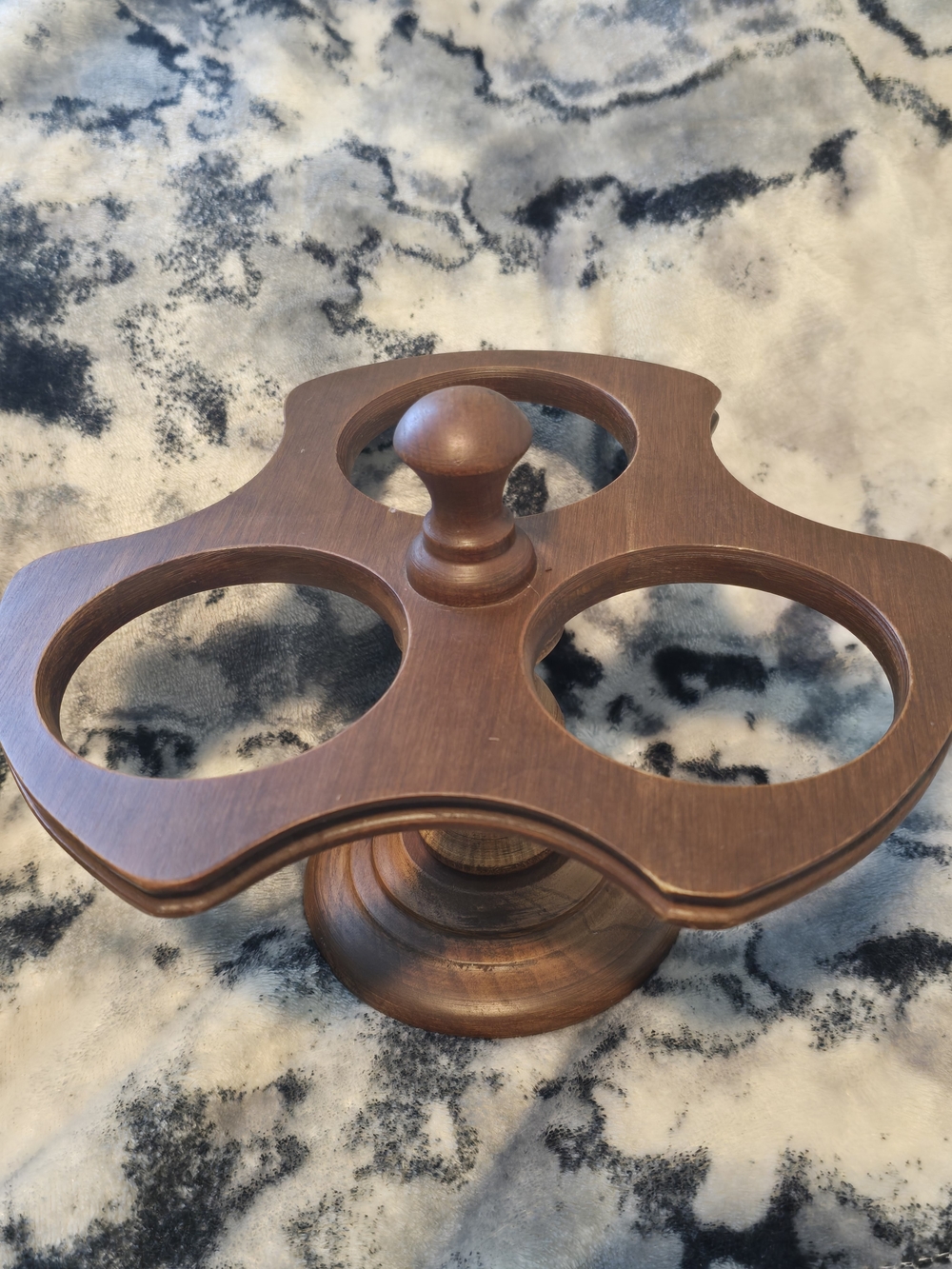 Vintage MCM Mid Century Modern Wood Condiment Cup Holder Stand in Rich Brown 9"